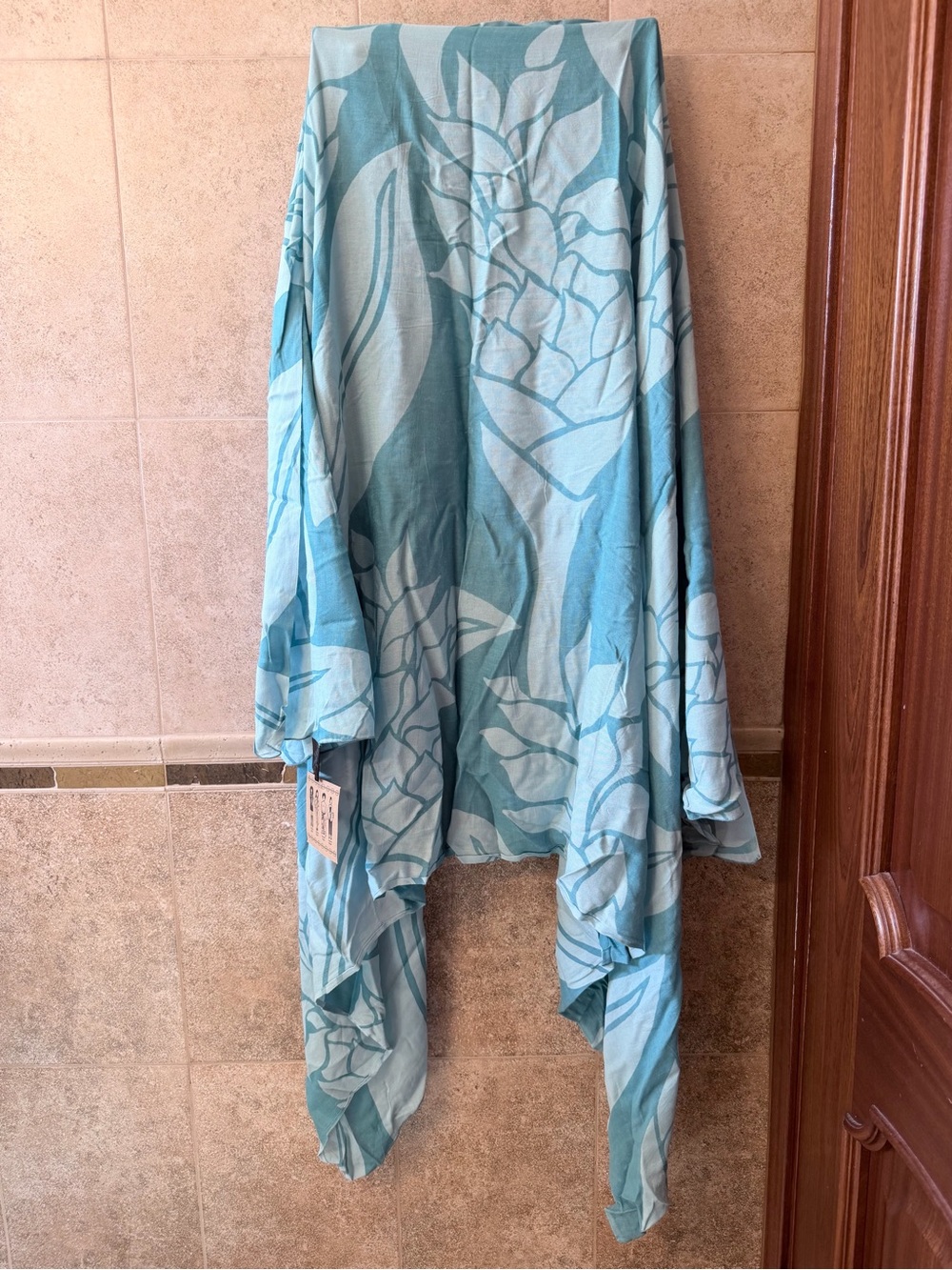 Light Blue Floral Shawl Scarf Wrap